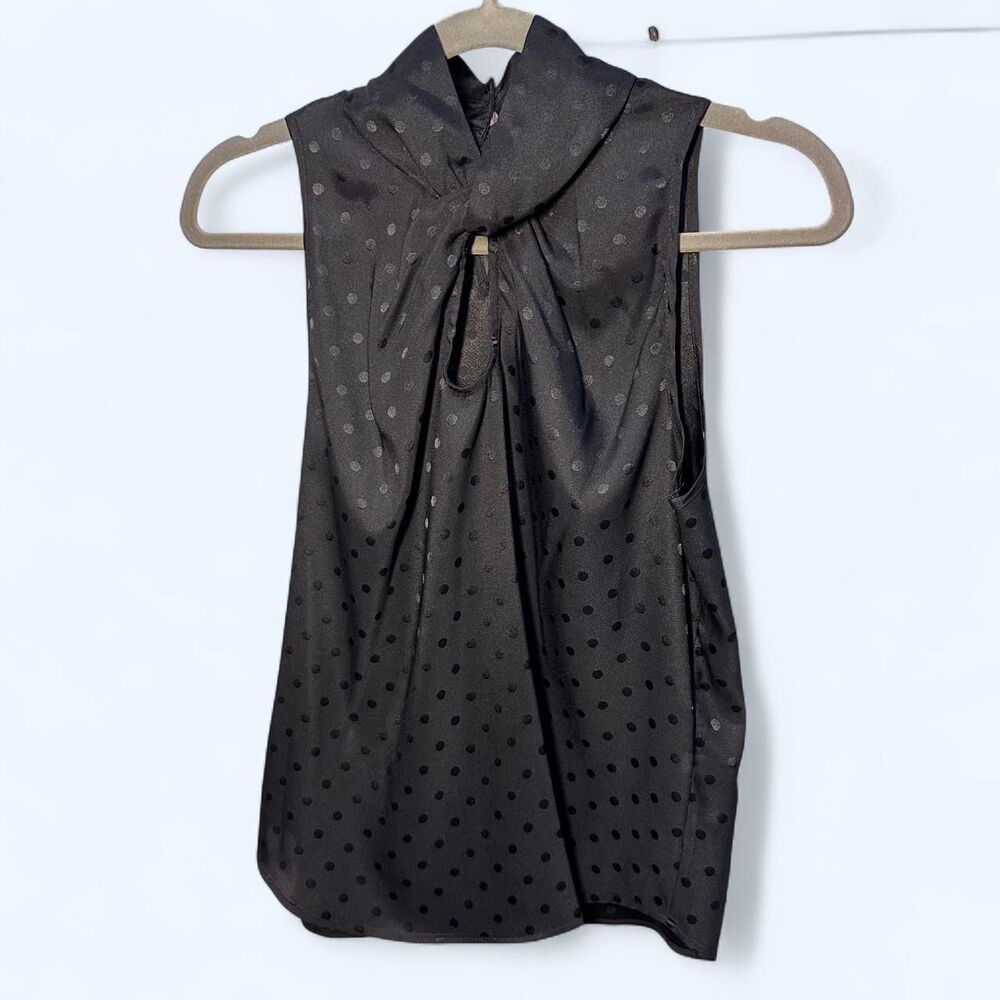 Status Black Polka Dot Twist Neck Halter Blouse Sleeveless Top Size  XS